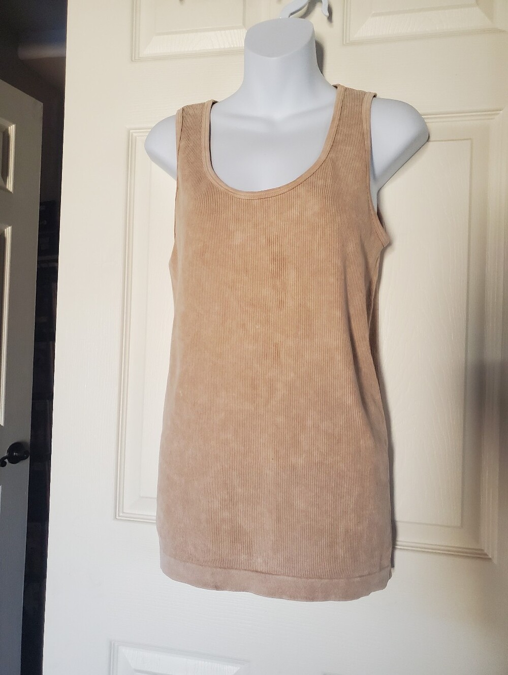 PINK DOT Victoria's‎ Secret Ribbed Scoop Neck Tank Beige Tan Y2K Fitted 1X